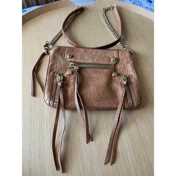 Botkier | Logan Leather Crossbody Purse Brown w/Gold Chain Accent - Picture 2 of 7